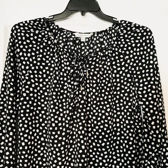 Counterparts Women's Tie Neck Long Sleeve Printed Chiffon Mesh Top Size L - Picture 4 of 9